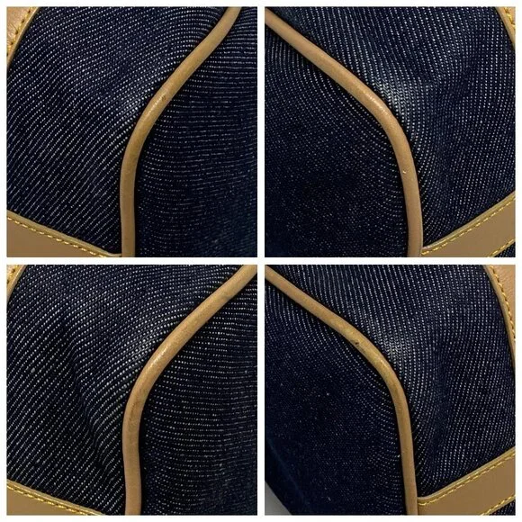 Authentic ChristianDior  Dark Navy Light Brown Denim Leather Handbag 611-100724 - Picture 6 of 14